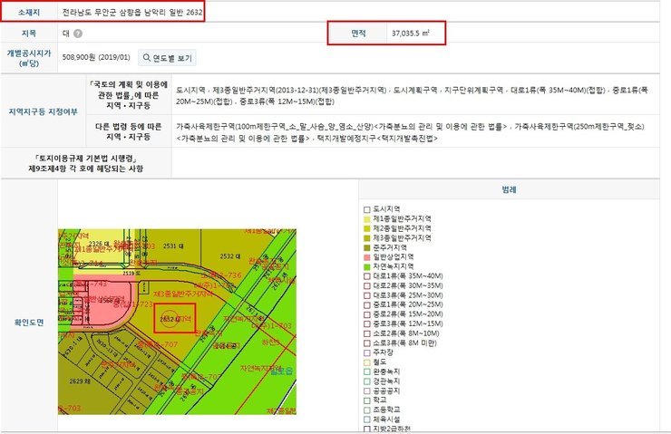 병원부지 택지 번지입니다