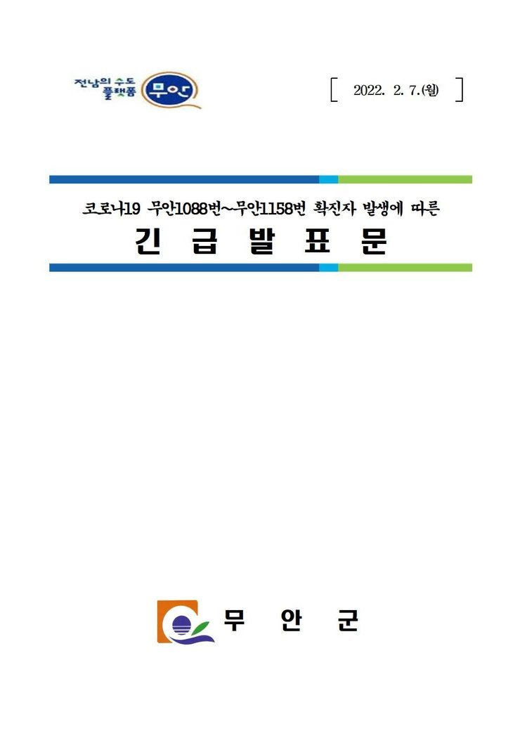 코로나19 확진자 발생에 따른 긴급발표문(1088-1158)